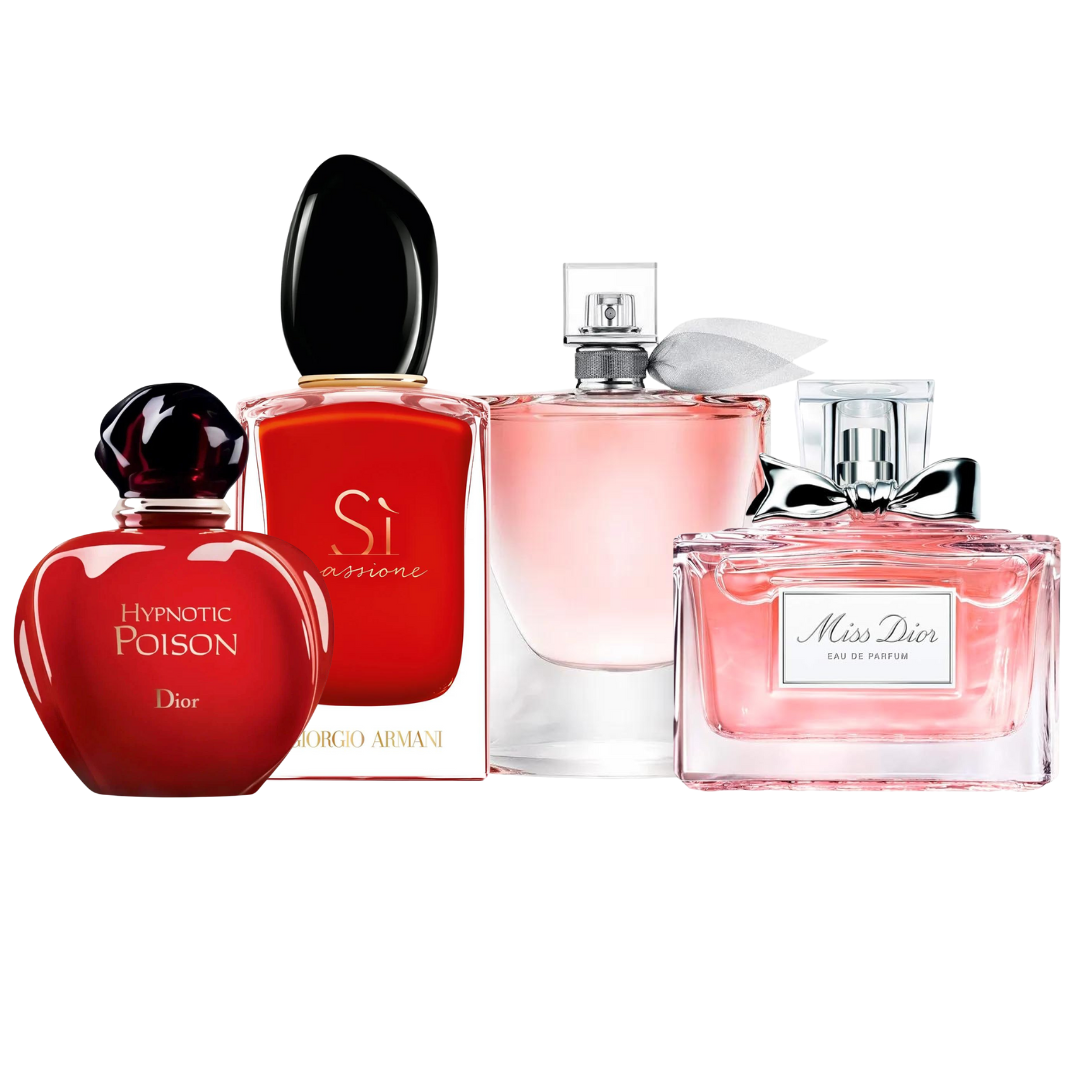 4 Parfums - Miss Dior, Hypnotic Poison, SÌ Passione et La Vie Est Belle (ACHETEZ 2, RECEVEZ-EN 4)